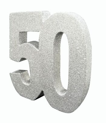 Décoration de table scintillante numéro 50 argent