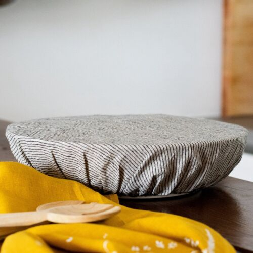 Reusable Striped Large Linen Bowl Cover