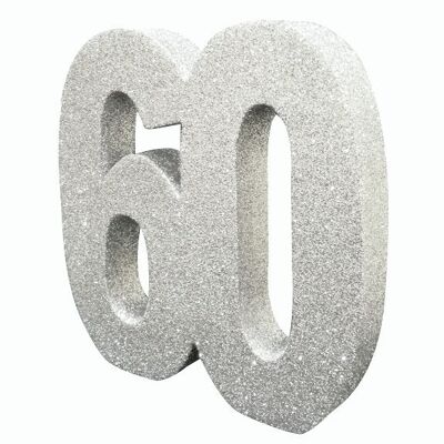 Number 60 Glitter Table Decoration Silver