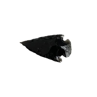 Punta de flecha facetada, 3-4 cm, obsidiana negra