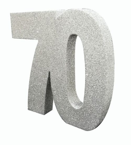 Number 70 Glitter Table Decoration Silver