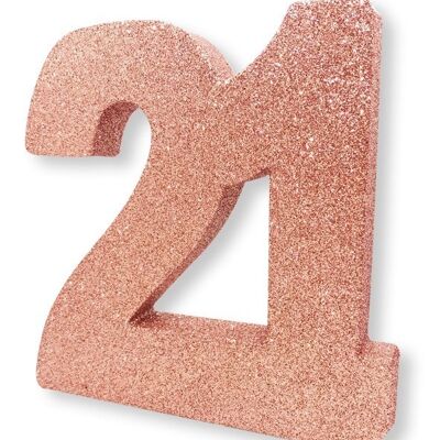 Number 21 Glitter Table Decoration Rose Gold