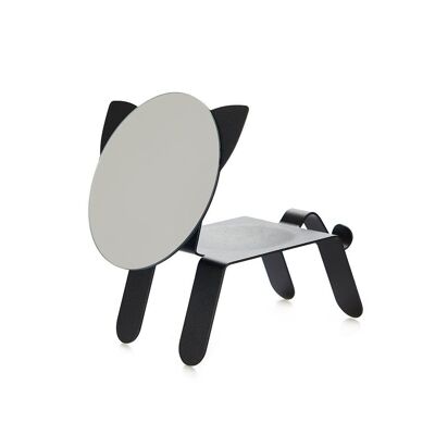Table mirror, Cat, black, metal