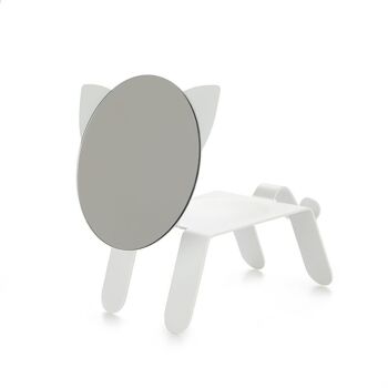 Miroir de table, Chat, blanc, métal 1