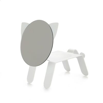 Miroir de table, Chat, blanc, métal