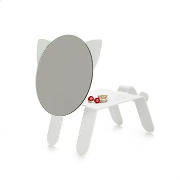 Miroir de table, Chat, blanc, métal 3