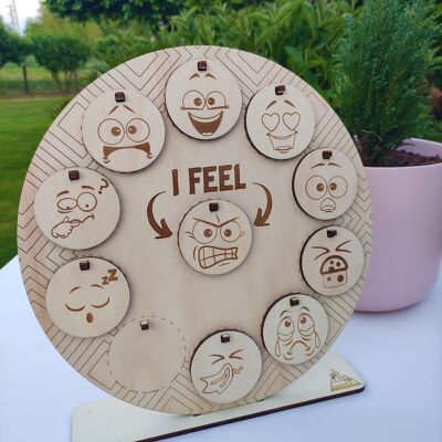 Wooden Circle of Emotions, Feelings Board, Montessori Toy for Children to Express Feelings, Waldorf Emotion Chart, Wood Educational Kids Toy