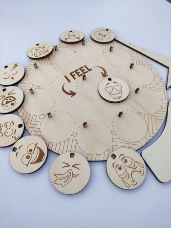 Cercle des émotions en bois, tableau des sentiments, jouet Montessori pour que les enfants expriment leurs sentiments, tableau des émotions Waldorf, jouet éducatif en bois pour enfants 5