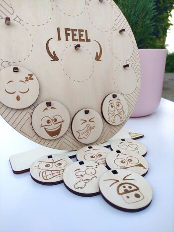 Cercle des émotions en bois, tableau des sentiments, jouet Montessori pour que les enfants expriment leurs sentiments, tableau des émotions Waldorf, jouet éducatif en bois pour enfants 6