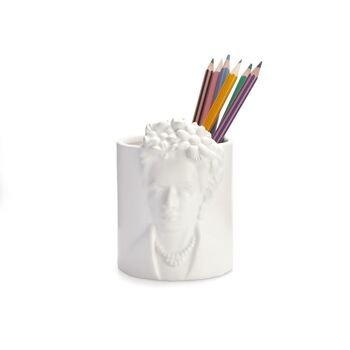 Porte-stylo, Frida Kahlo, blanc, céramique 3