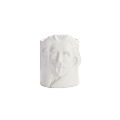 Pencil holder, Albert Einstein, white, ceramic