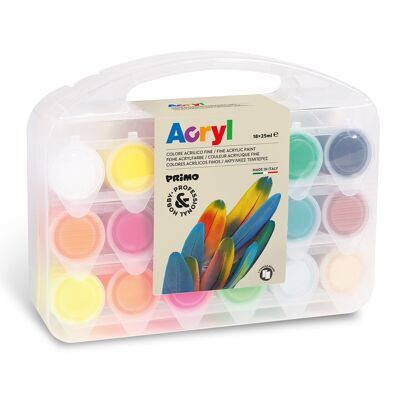 Set pintura acrílica 18 colores 25 ml, 2 lienzos