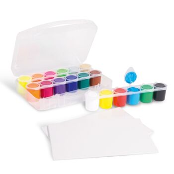 Set de peinture acrylique 18 couleurs 25 ml, 2 planches entoilées 2