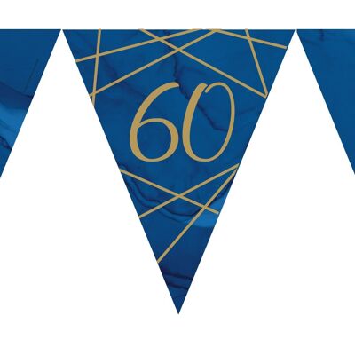 Bandiera di carta geode blu navy e oro Bunting Età 60 laminata timbrata