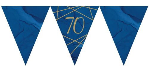 Navy and Gold Geode Paper Flag Bunting Age 70 Foil Stamped