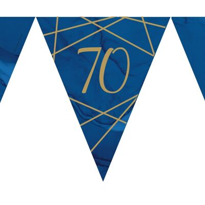 Bandiera di carta geode blu navy e oro Bunting Età 70 laminata timbrata