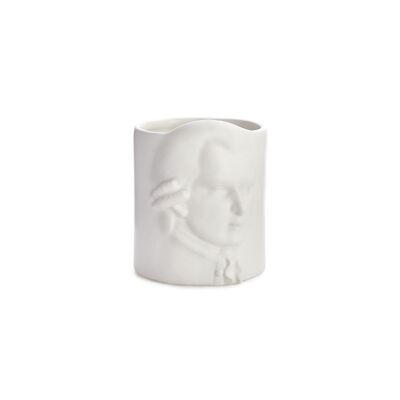 Pencil holder, Amadeus Mozart, white, ceramic