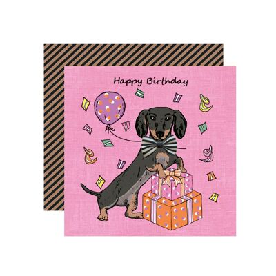 Handmade Dachshund Sausage Dog Birthday Greetings Card