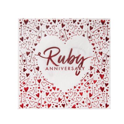 Serviettes de table Ruby Anniversary 3 plis estampées