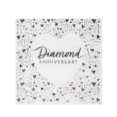 Serviettes de table anniversaire diamant 3 plis estampées