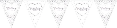 Wedding Wishes Paper Flag Bunting Foil Stamped
