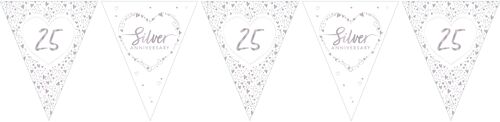 Silver Anniversary Paper Flag Bunting Foil Stamped