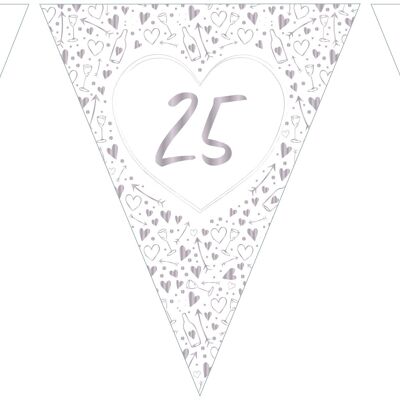 Silver Anniversary Paper Flag Bunting Foil Stamped