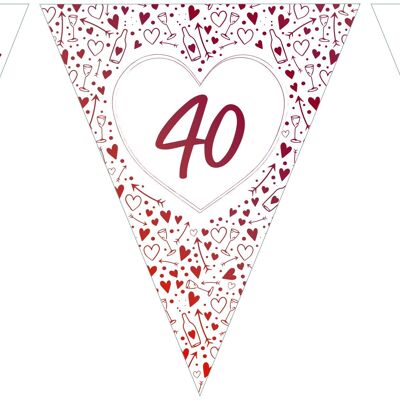 Ruby Anniversary Paper Flag Bunting Foil Stamped