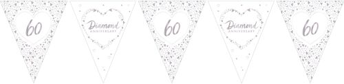 Diamond Anniversary Paper Flag Bunting Foil Stamped