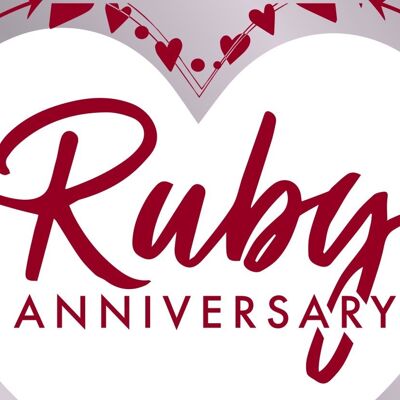 Pancarta de aluminio de aniversario de rubí