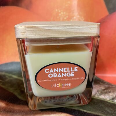 BOUGIE PARFUMEE CIRE 100 % VEGETALE SOJA  6X6 80 g  CANNELLE ORANGE