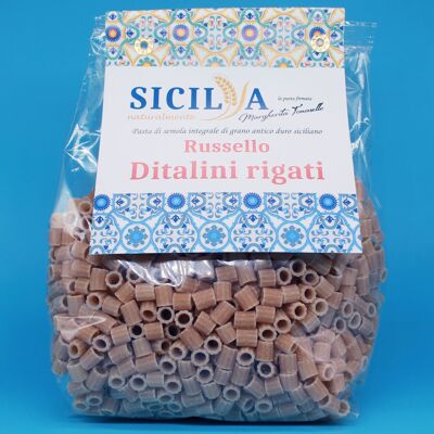 Pasta Ditalini Rigati Russello Integrale - Made in Italy (Sicily)