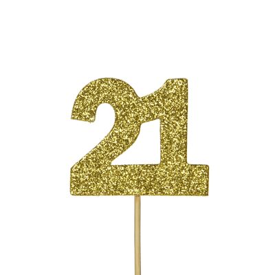 Glitter &#39;21&#39; Ziffer Cupcake Toppers Gold