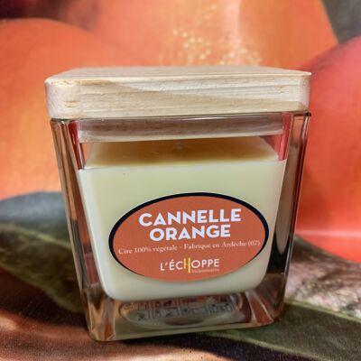 BOUGIE PARFUMEE CIRE 100 % VEGETALE SOJA 8X8 190 G CANNELLE ORANGE