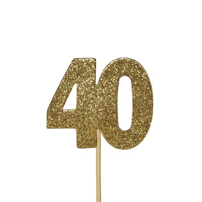 Glitter &#39;40&#39; Ziffer Cupcake Toppers Gold