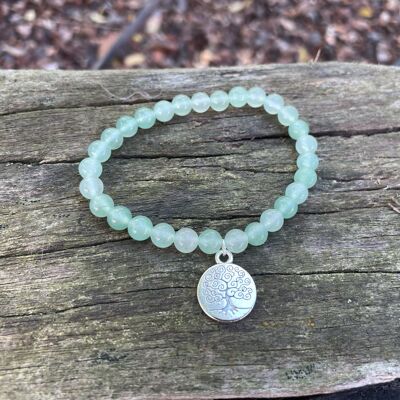 Lithotherapy elastic bracelet in natural Aventurine tree of life