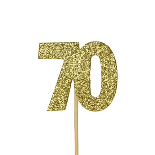 Glitter '70'  Numeral Cupcake Toppers Gold