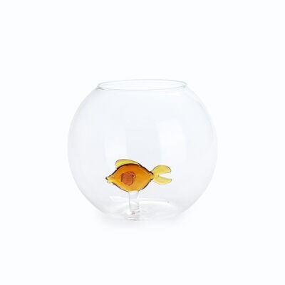 Vase, bocal à poissons, ambre, borosilicate