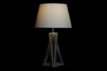 LAMPE DE TABLE BOIS RECYCLÉ 35X35X56 E27 LA189433 3