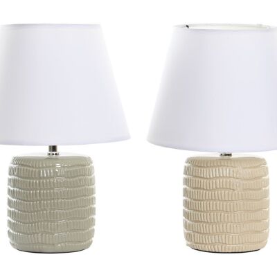 LAMPE DE TABLE GRÈS POLYESTER 25X25X34 2 ASSORTIS. LA189655