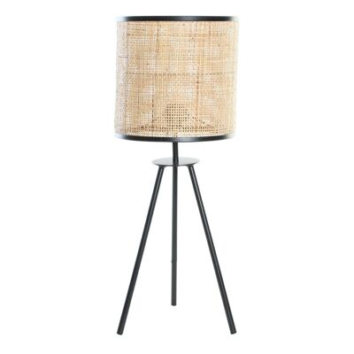 LAMPADA DA TAVOLO METALLO RATTAN 25X25X63 NERO LA189832