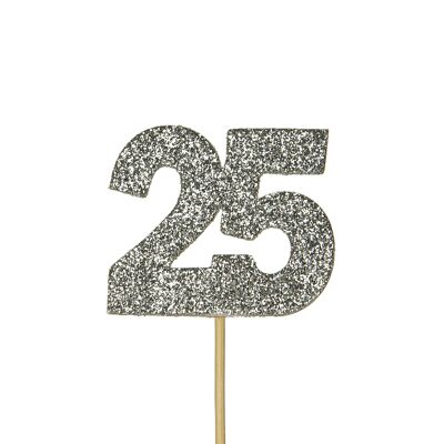Glitter &#39;25&#39; Numeral Cupcake Toppers Plata