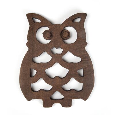 wooden pan coaster - owl