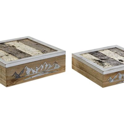 BOXSET 2 HOLZ MDF 24X24X7,5 NATURBRAUN LD177583