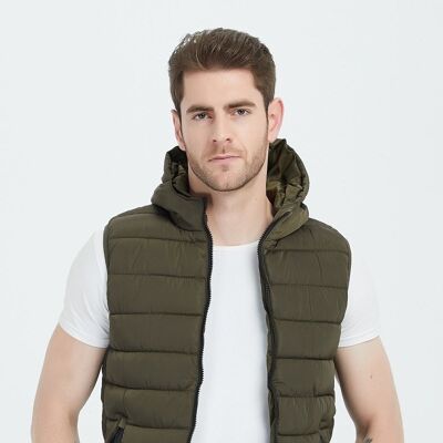 MAXIME-KAKI hooded sleeveless down jackets