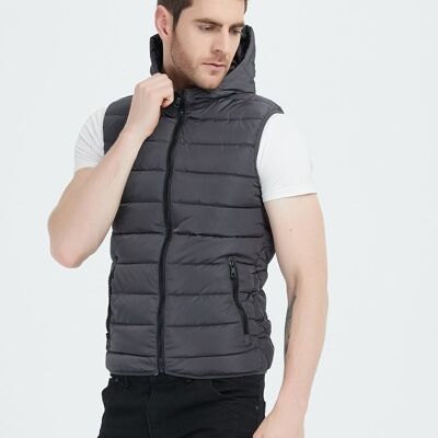 MAXIME hooded sleeveless down jackets-DARK GRAY