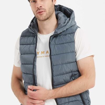 MAXIME sleeveless hooded down jackets - BLUE MIST