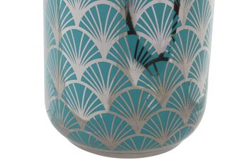 VASE PORCELAINE 15X15X41,5 TURQUOISE CHROME LD182505 3