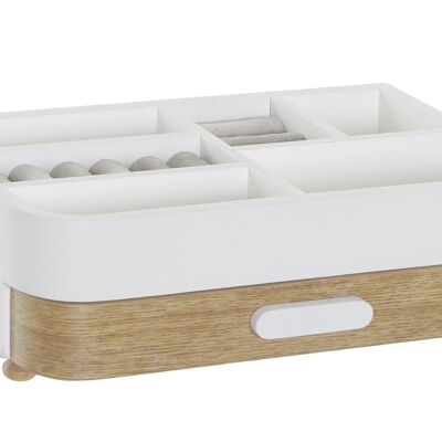 JEWELRY BOX MDF POLYESTER 26X16X9 WHITE DRAWER LD183392