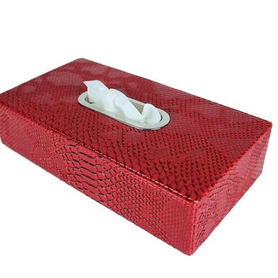 Tissue box rectangular reptile red